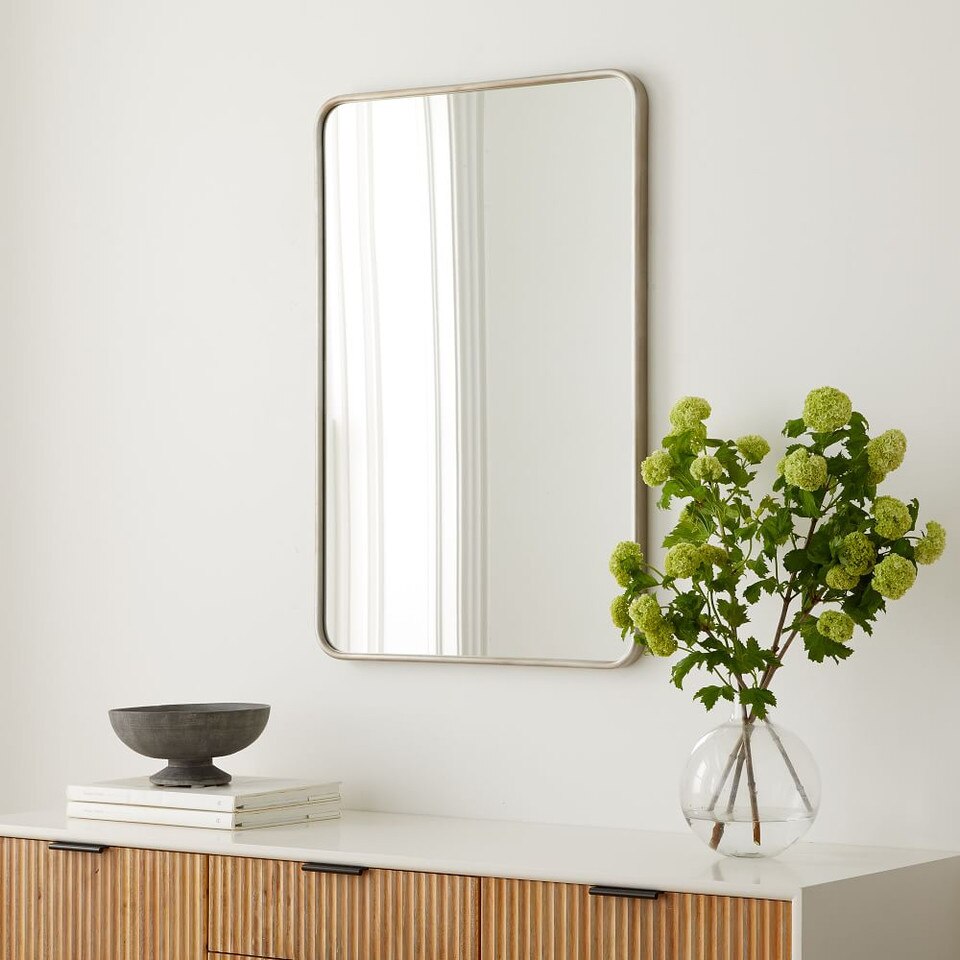 Modern Streamline Rounded Edge Mirrors Brushed Nickel West Elm
